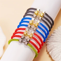 Fitness Dumbbell Energy Charm Bracelet For Men Handmade Braided Rope Barbell Bracelets Bangles Gym Fitness Friendship Jewelry