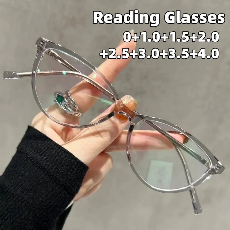 

Women's INS Style Anti-blue Light Reading Glasses Fashionable Cat-eye Presbyopia Glasses Popular Metal Eyeglasses 0 To +4.0
