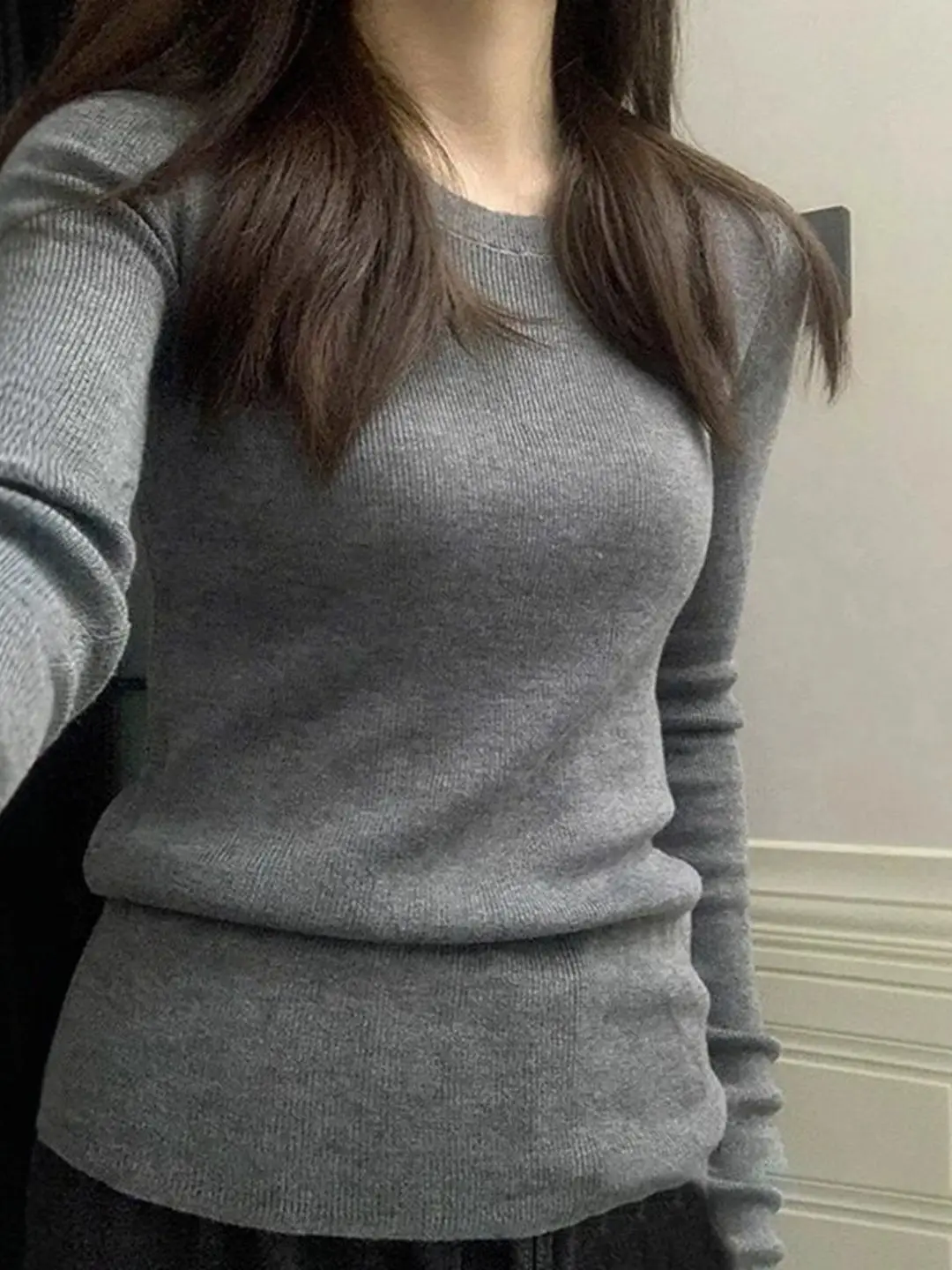 

Корейский женский свитер Slim Fit с длинным рукавом, художественный дизайн, большие размеры, повседневный весенний вязаный топ