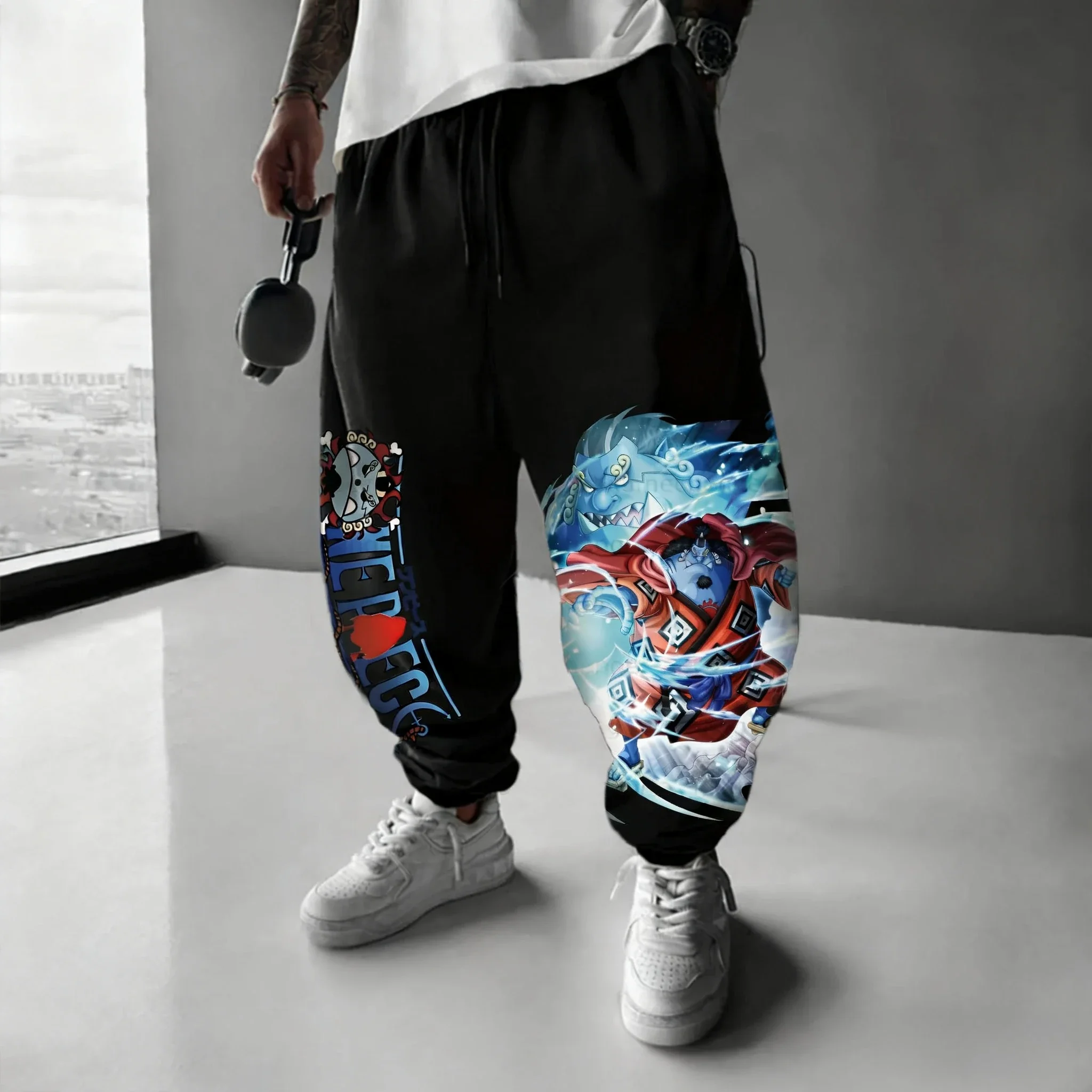 قطعة واحدة سراويل أنيمي جينبي المطبوعة للخريف/الشتاء سراويل الهيب هوب الجديدة للرجال والنساء Y2K سراويل رياضية يومية غير رسمية #1