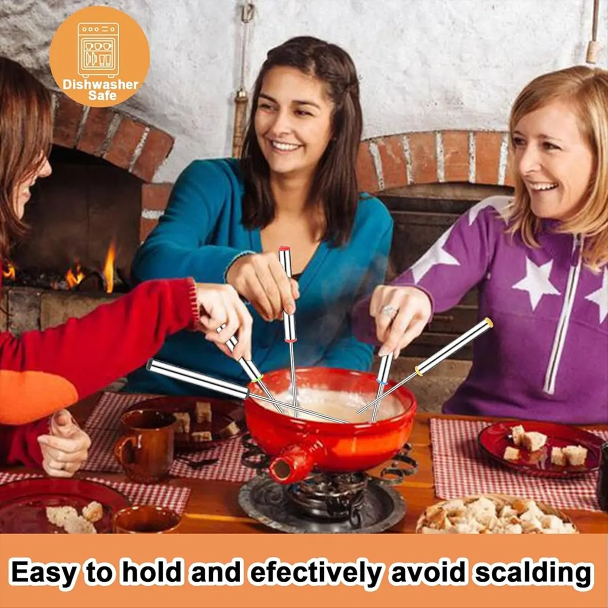 ABUA Fondue Fork with Heat Resistanthandle for Cheese Chocolate Toasted Marshmallow Dessert Meat