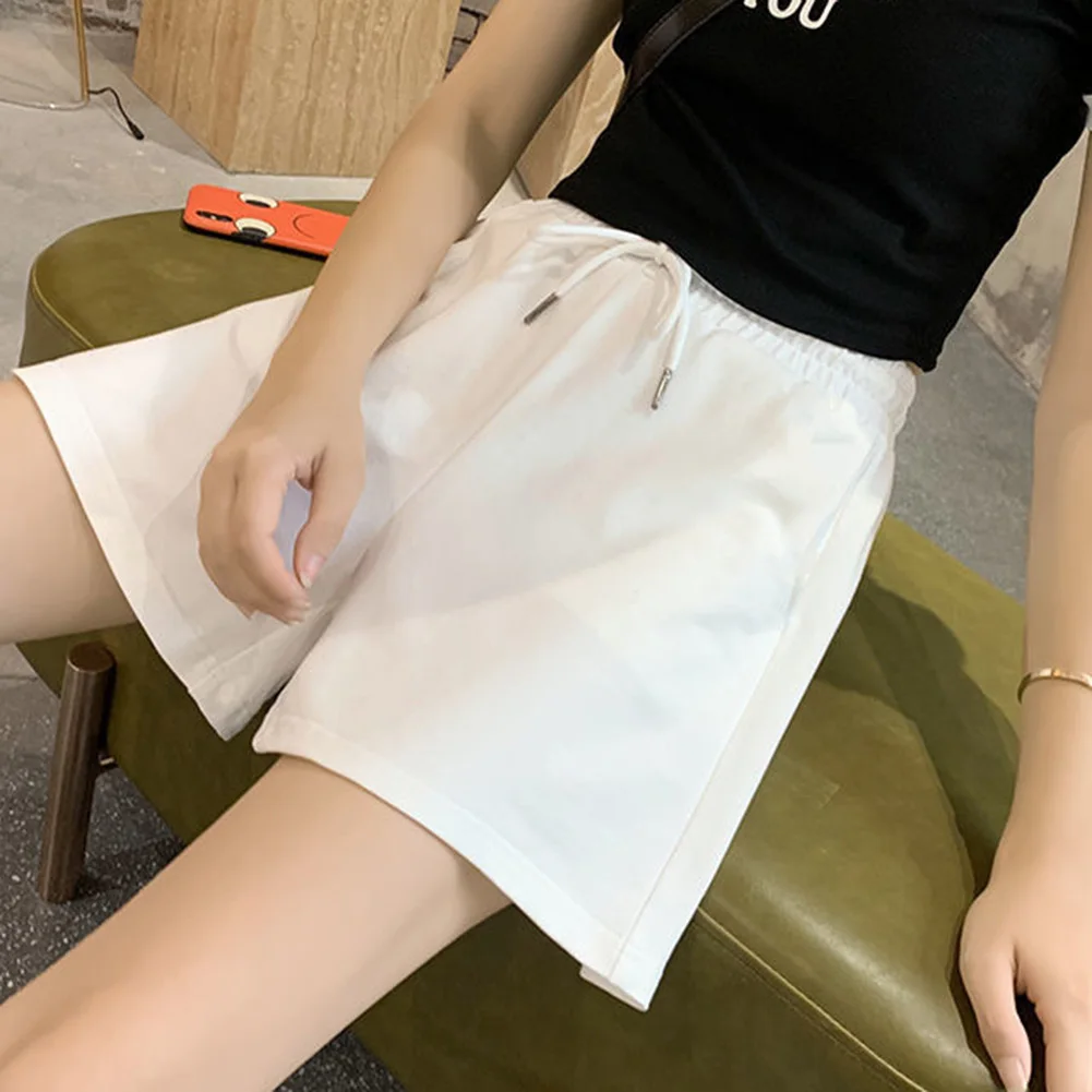 Pantaloncini nuovi di zecca Pantaloni sportivi casual da donna Pantaloncini sportivi a vita alta Vita elastica regolabile da donna estiva alla moda di grandi dimensioni