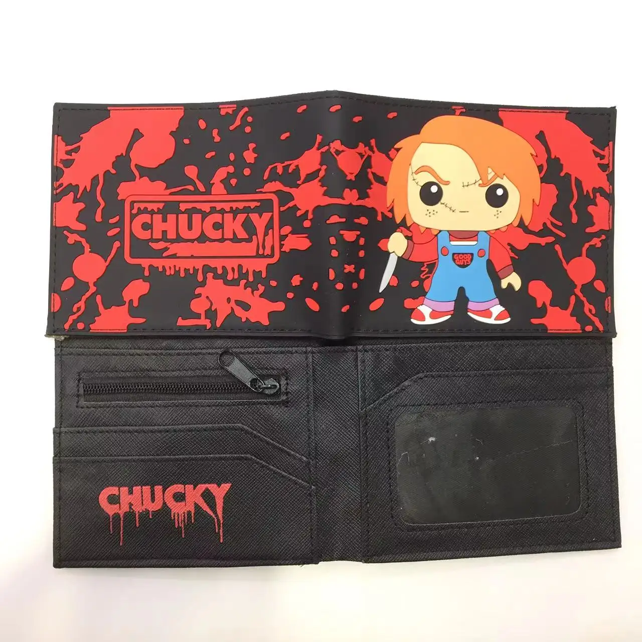 Hot Chucky Wallet Men Women PVC Short Purse with Zipper Coin Pocket Card Slot