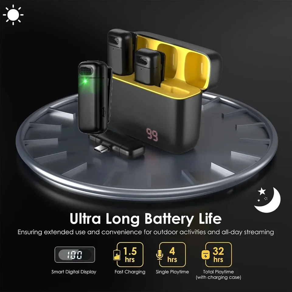 KEBIDUMEI micrófono de solapa inalámbrico 2.4G, mini con reducción de ruido para grabación de video, vlogs, transmisiones en vivo 2