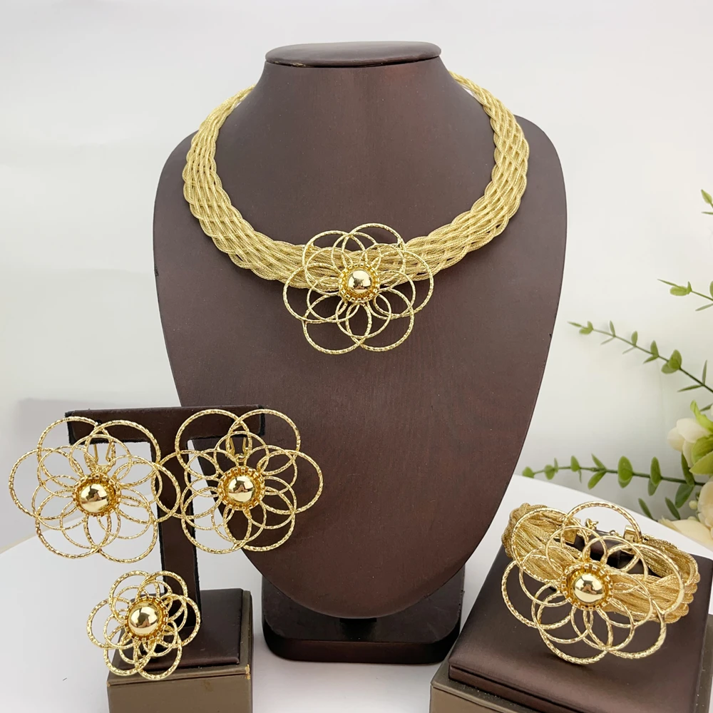 Latest Brazilian Exquisite Handmade Beautiful Necklace Wedding Party Accessories Fashion Women Jewelry Set FHK28088