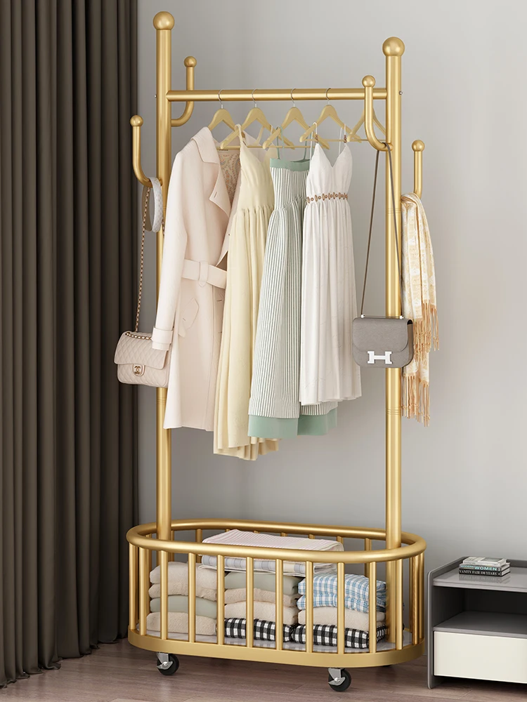 

Clothes rack floor-to-floor bedroom clothes rack with movable pulley home indoor