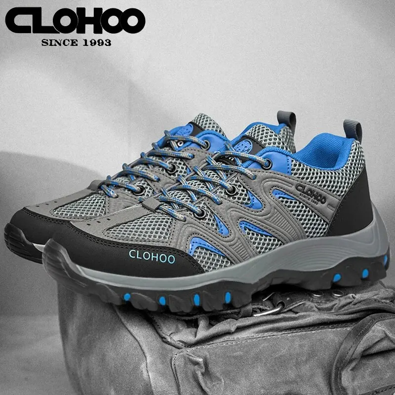 CLOHOO Men\'s Non-Slip Hiking Boots Breathable Casual Walking Running Sport Shoes Mesh Sneakers 2024 Lightweight Outdoor Jogging