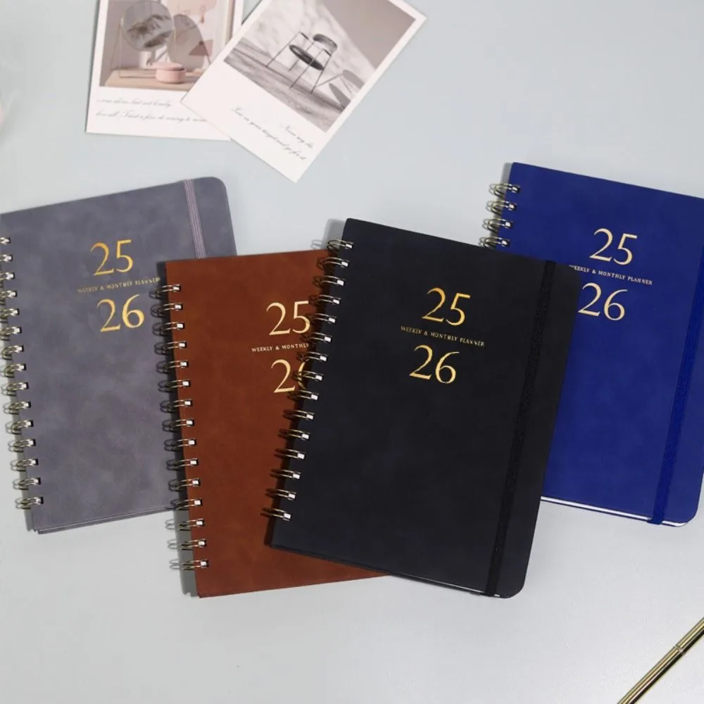 A5 Planner 2025-2026 Weekly and Monthly PU Leather Cover 2025-2026 Planner Inner Pocket Daily Schedules Calendar Notebook School