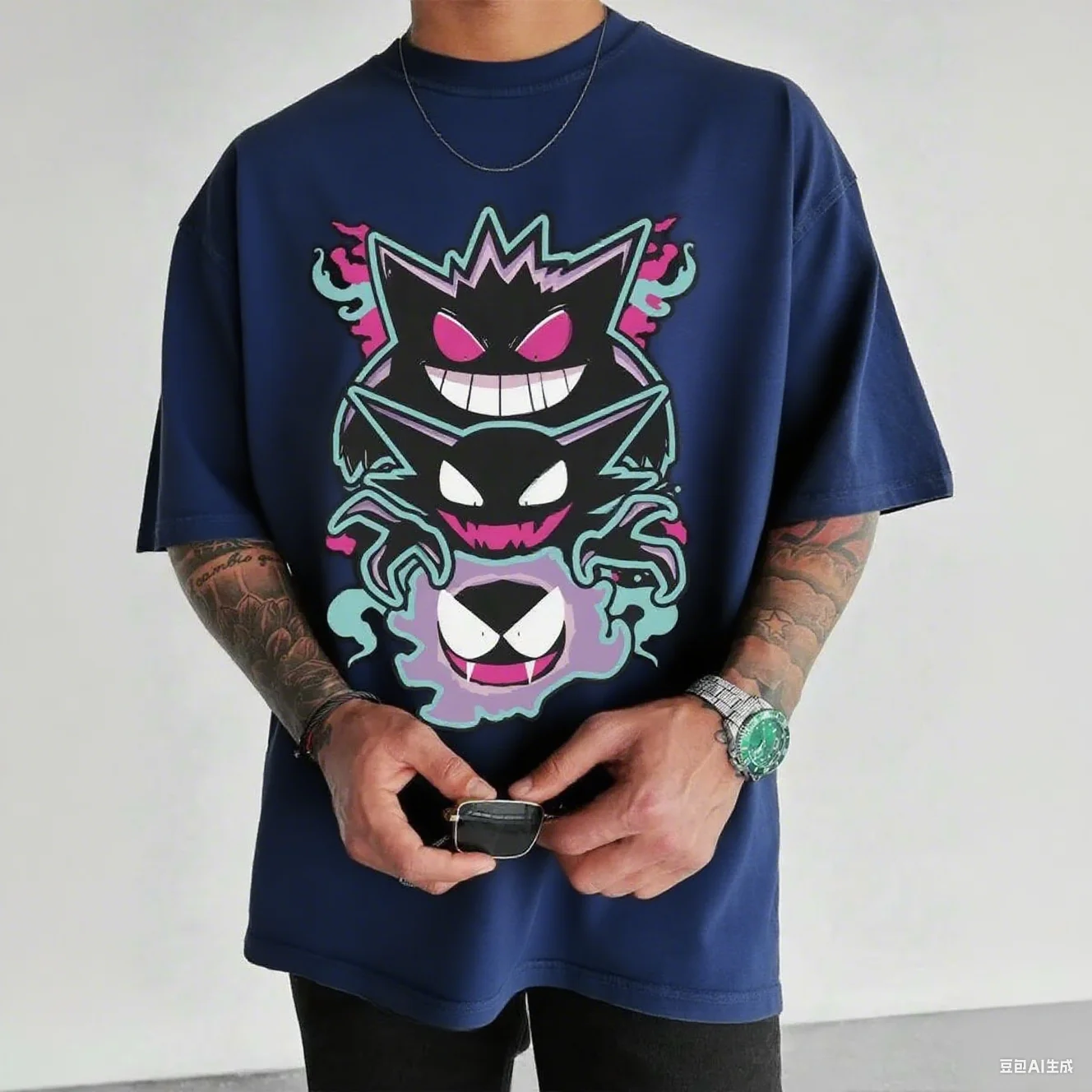 

Хлопковая футболка Pokémon Gastly Evolution спереди с принтом Spooky Evolution из чистого хлопка, повседневная одежда для фанатов, Новое поступление, футболка S-4XL