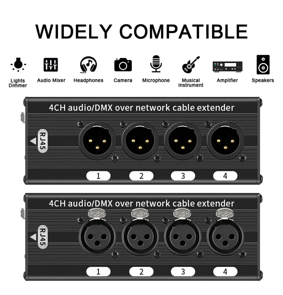 4 Channel 3 Pin Multi Network XLR Cable for Stage Sound Lighting and Recording Studio Male and Female To RJ45 Ethercon