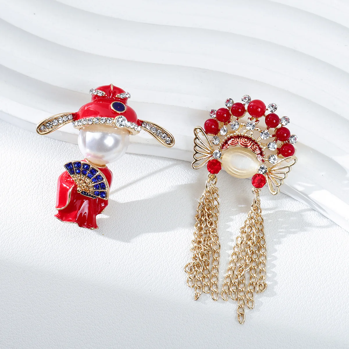 دبوس بروش النمط الصيني الصين شيك تاج الأوبرا الصينية التقليدية دبابيس لتزيين الملابس شارات دبوس المجوهرات