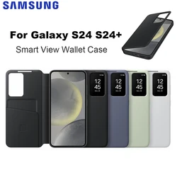 Original Smart Small Screen View Wallet Phone Case For Samsung Galaxy S24 S24+ S24 Plus S-View Wallet Flip Smartphone Case