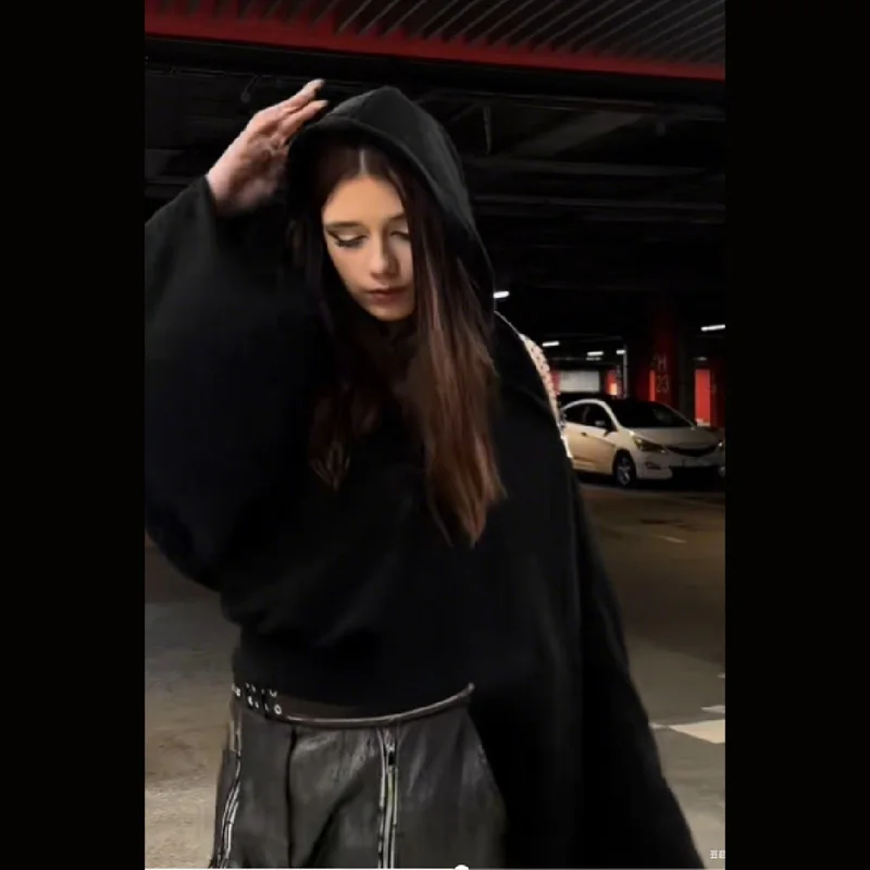 Sexy évidé filet de pêche dos nu à capuche mode nouveautés Cool noir décontracté Chic Cardigan sweat vêtements esthétiques