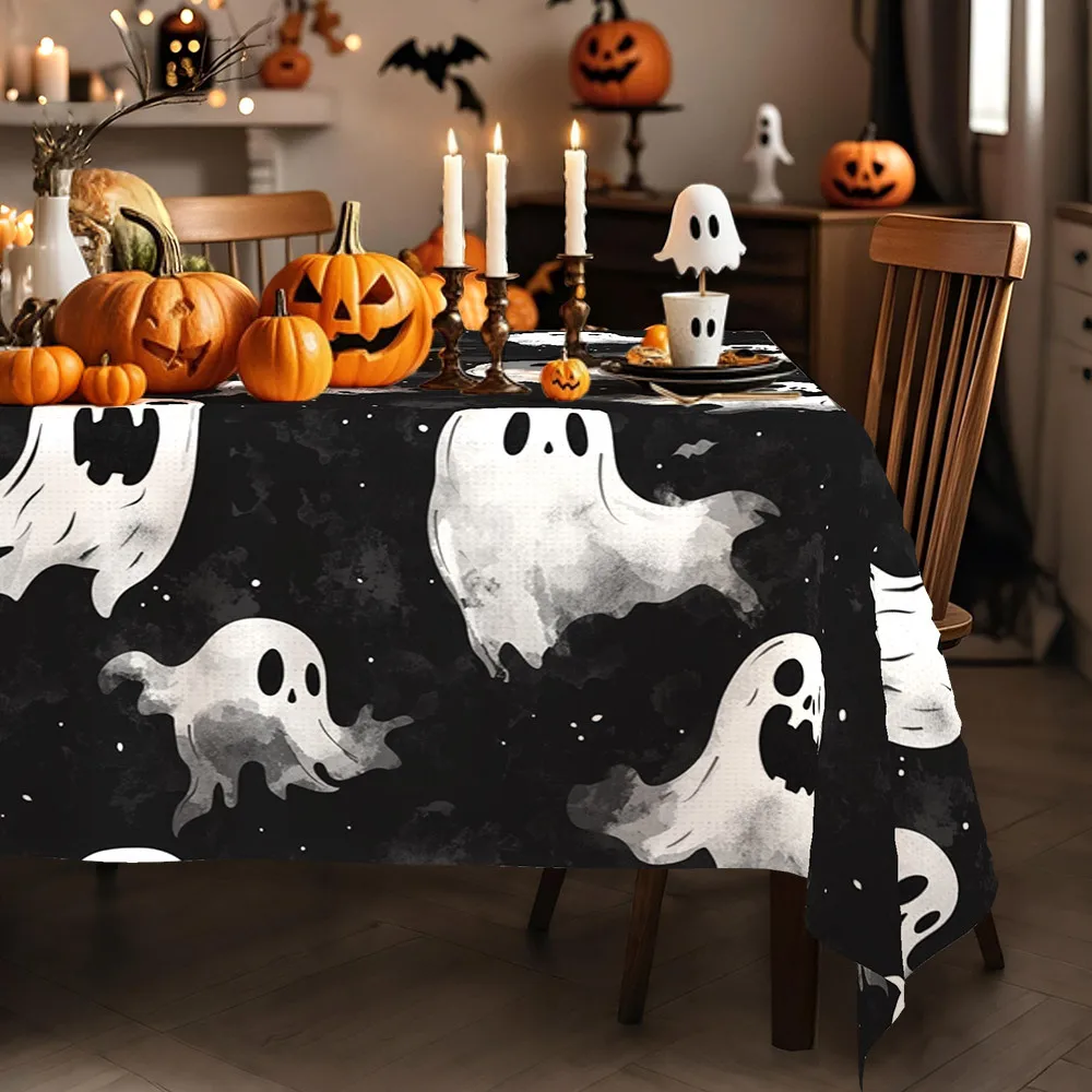 Single piece, Halloween tablecloth, black decoration, pumpkin abstract style, suitable for restaurantszyc