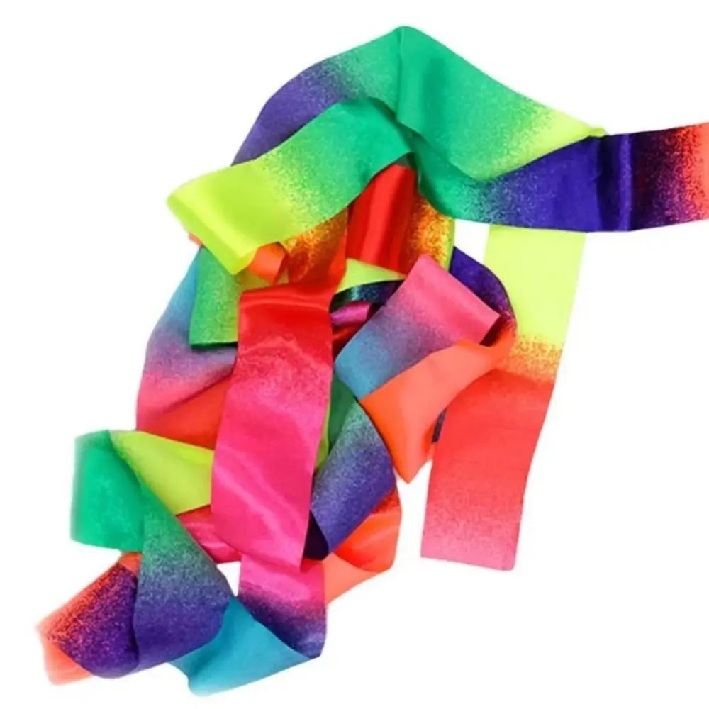 2M/4M/6M Rhythmic Gymnastics Equipment Stick Rainbow Color with Stick Sparkling Performance Props Twirling Dance Ribbons