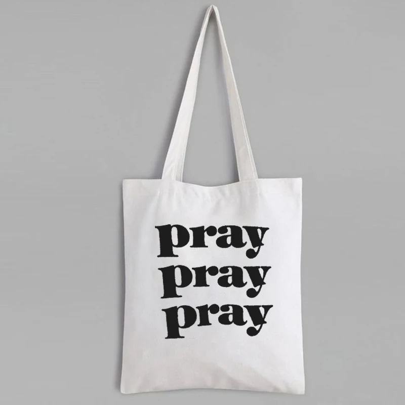 Christian Canvas Tote Bag Christian Pray Tote Bags Faith Jesus Shopping Bags Reusable Christian Eco Friendly Products