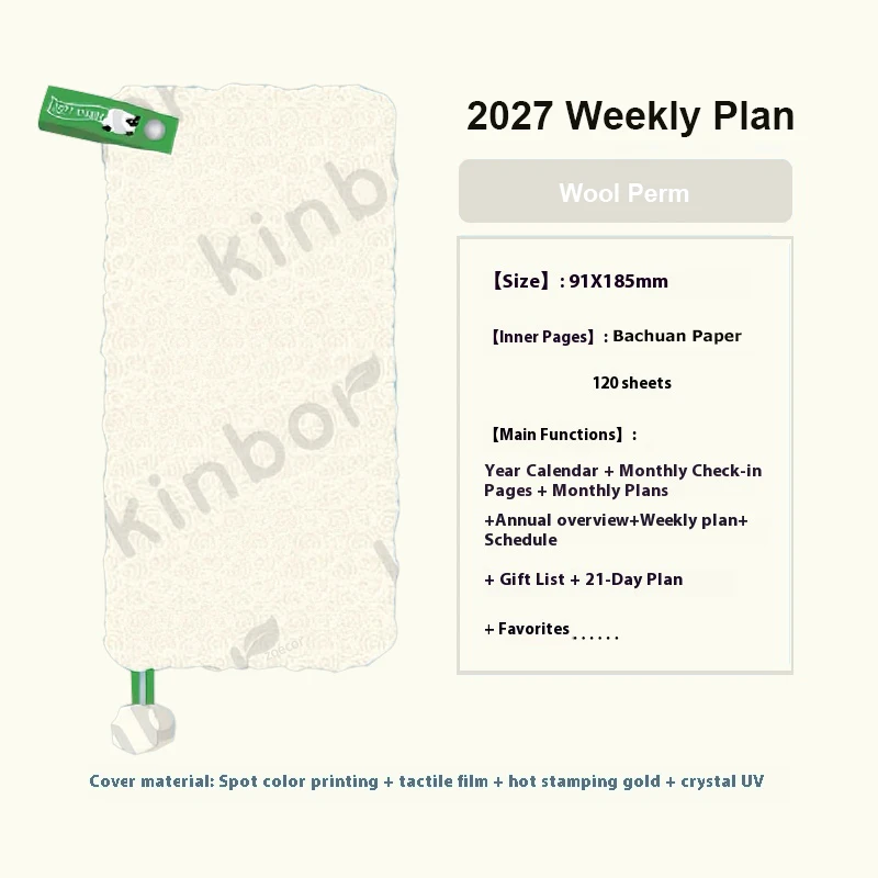 Kinbor 2027 Wochenplaner im Taschenformat, Notizbuch für Wochenpläne, Terminplaner, Effizienz-Handbuch für Tagesplanung und Schreiben