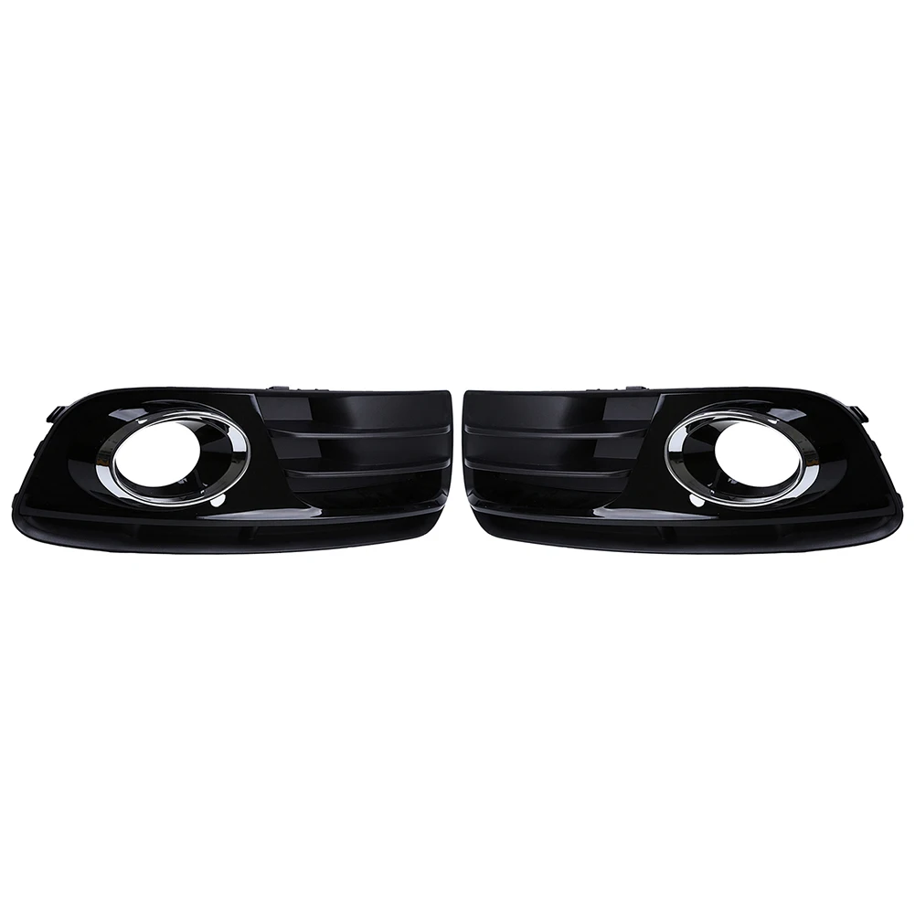 1Pair Glossy Black Car Front Bumper Fog Light Grill Grille Cover Trim For Audi Q5 8R MK1 2013 2014 2015 2016 2017