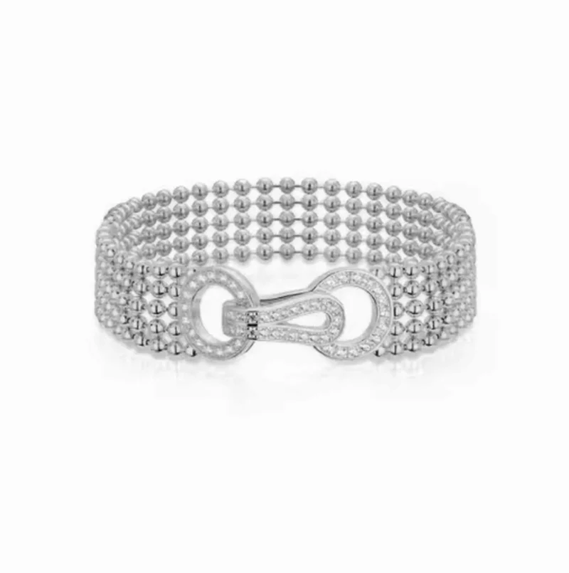 

Новый браслет из стерлингового серебра 925 пробы с цирконами 5А и высокоуглеродистыми бриллиантами, пять слоев бусин, с кисточкой, роскошное дизайнерское ювелирное изделие, свадебный подарок