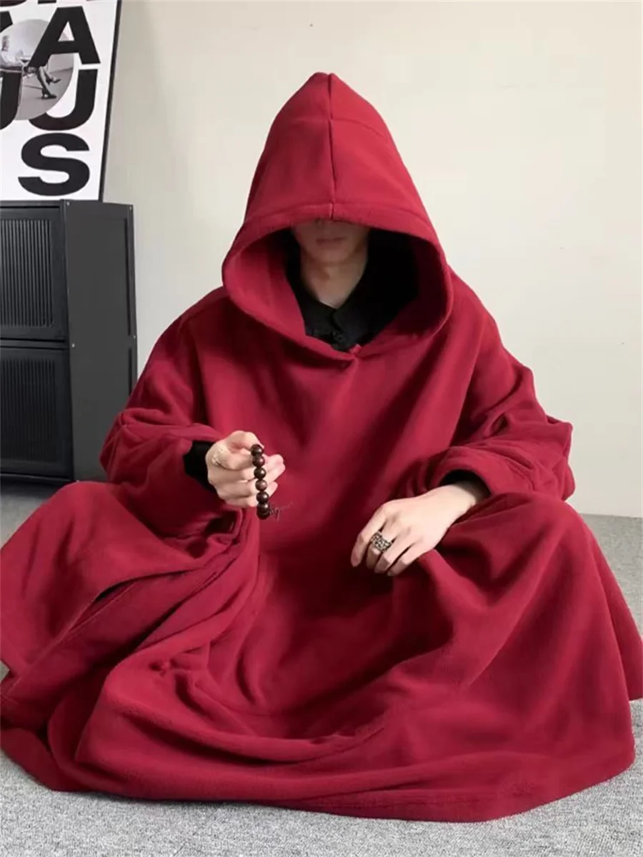 Niche Ankora Style Sit Meditation Cloak Autumn Winter Thicken Velvet Fleece Outer Robe Simple Yoja Coat Shawl Pilgrimage Cape