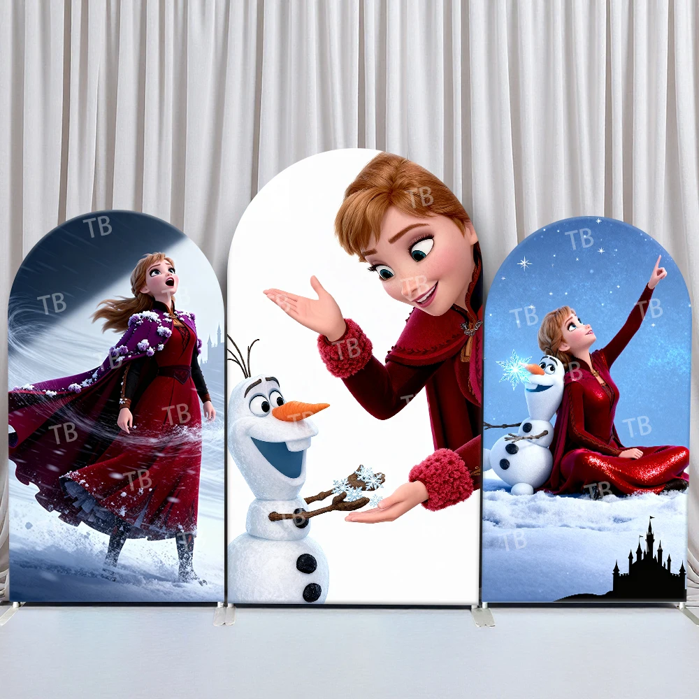 

TB Frozen Arch Backdrop Cover Snow Castle Theme with Anna Olaf Decor for Kids Birthday & Baby Shower Photo Booth
