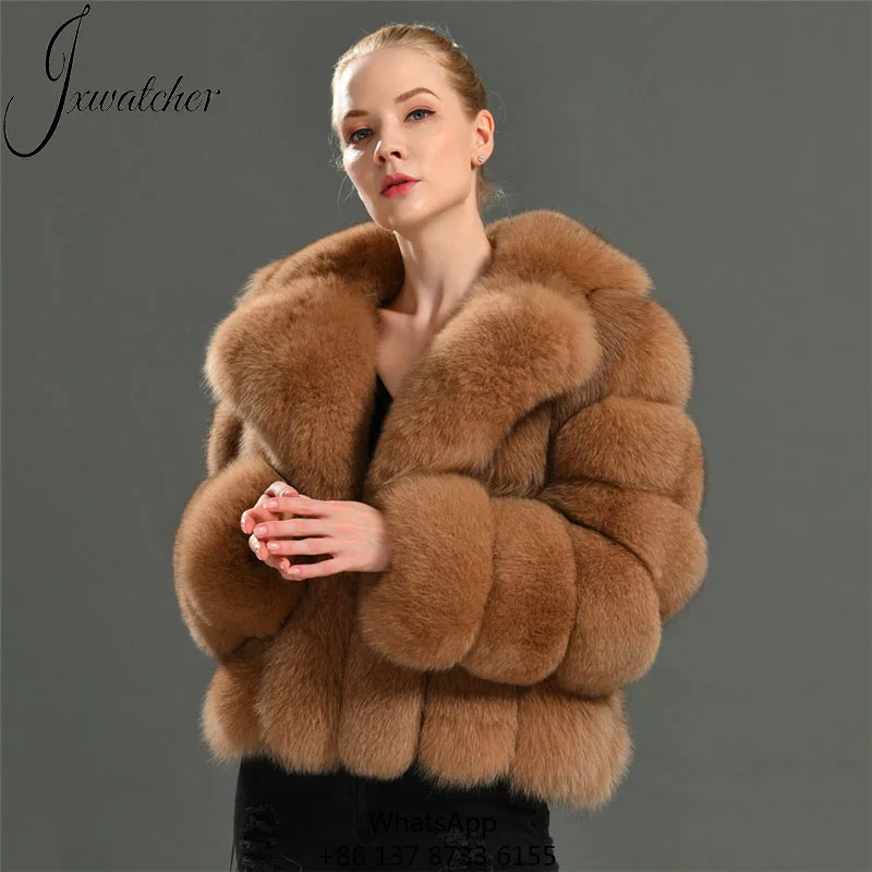 

Hot Sale Ladies Winter Real Fur Jacket Women Genuine Natural Fox Fur Coat Striped Luxury Fox Fur Coat Women