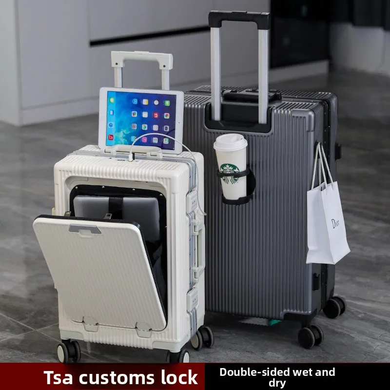 

Lage82024-дюймовый чемодан-спиннер с передним отверстием, модная сумка для ручной клади с внутренним материалом из полиэстера Lo