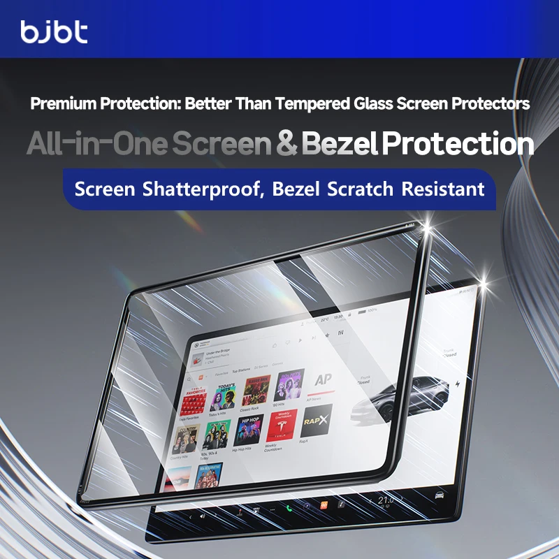 

2-in-1 BJBT Tempered Glass Screen Protector for Tesla Model 3 Y Juniper Accessories 2025 2026 Case With Protective Frame