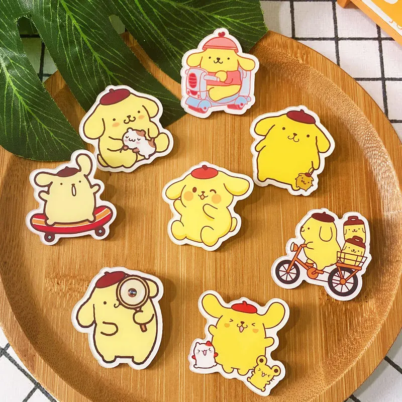 Sanrio PompomPurin Brooch Action Anime Figures PompomPurin Acrylic Brooch Cute Cartoon Backpack Clothing Ornaments Children Gift