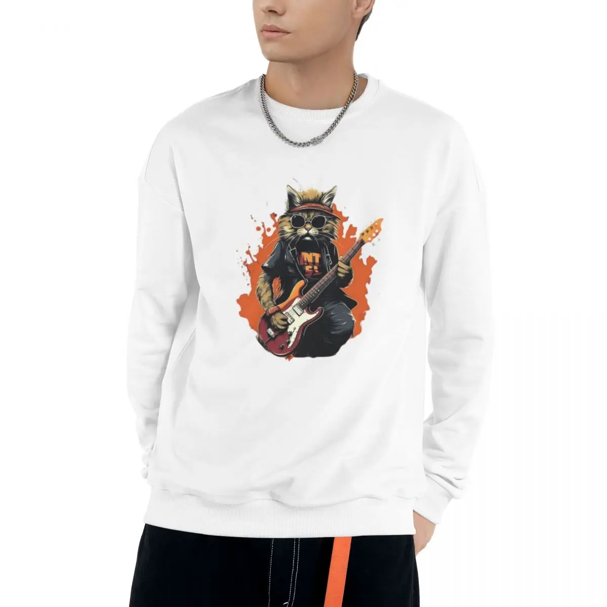 

Rock Star Cat Hoodie Men Fashion Long Sleeve Sweatshirts Autumn Winter Men Women Casual Sweatshirt Hoodie