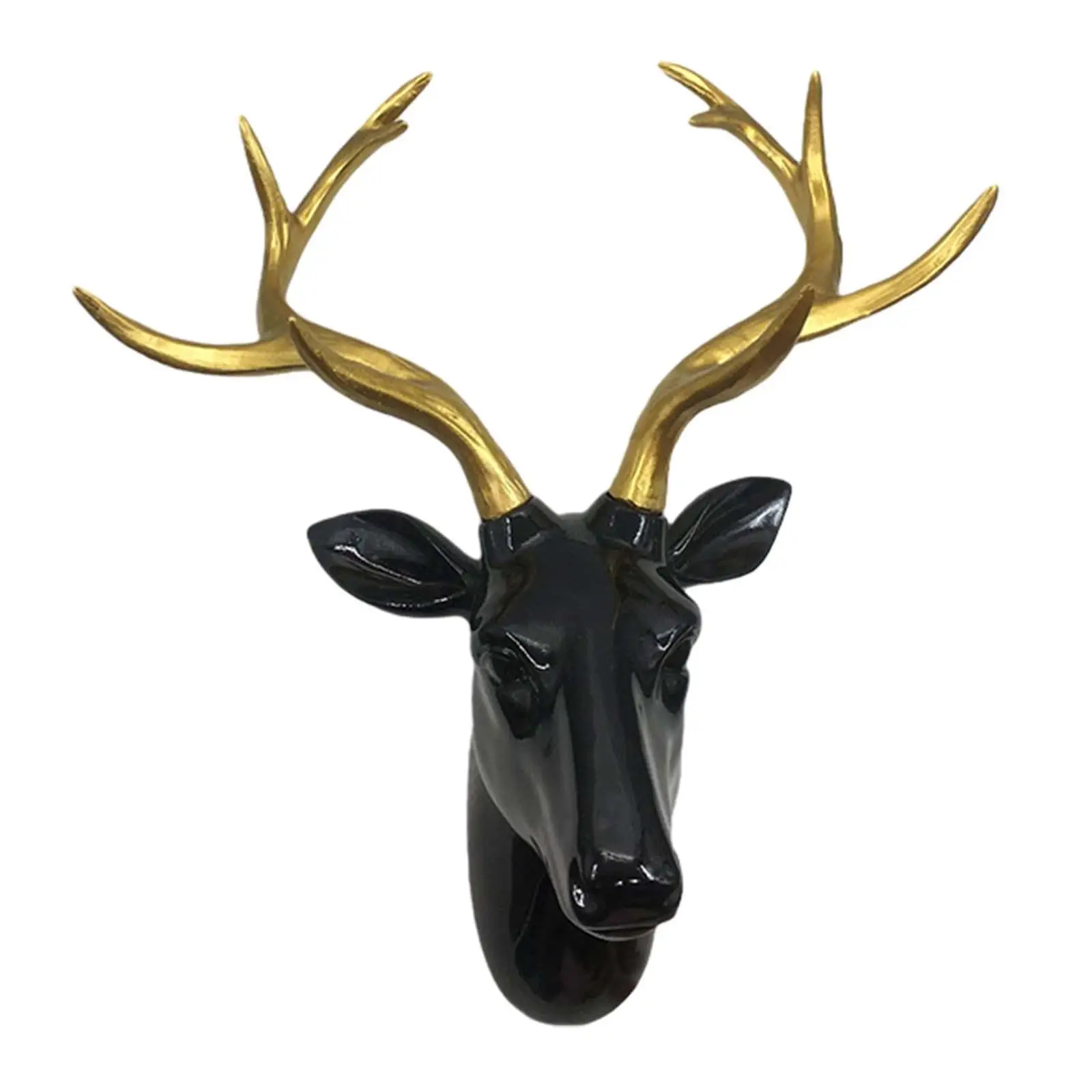 Deer Head Wall Decor, Wall Sculpture Wall Mount Antler Decorative Wall Hanging Statue Resin Deer Head for Bedroom