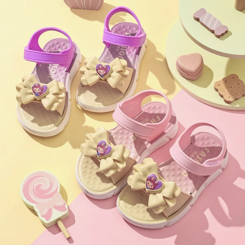 

2026 Spring Summer Sandals For Girls Kids Shoes Comfortable Children's Hook Loop Open Toes Sandal Girl Fashion Beach Shoe Flat
