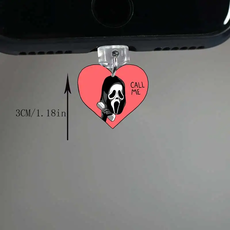 Colgante acrílico con cara de fantasma para teléfono, tapón antipolvo para iPhone, xiaomi, Samsung, accesorios para teléfono con cara de fantasma