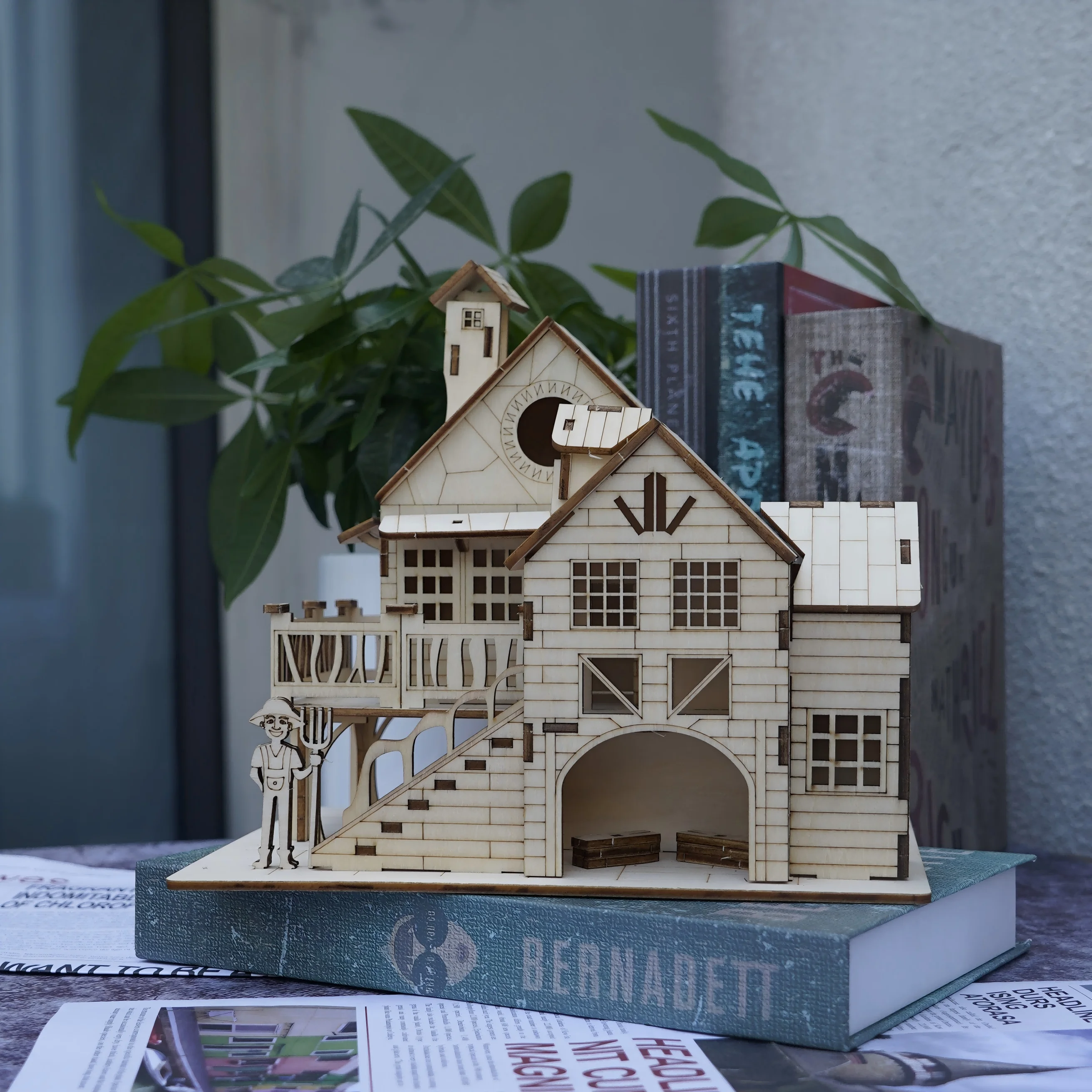 ألغاز فيلا خشبية، نموذج تجميع ستيريو ثلاثي الأبعاد، لعبة على الطراز الرعوي القديم، جوديس تفاعلية لبناء الوالدين والطفل، هوم