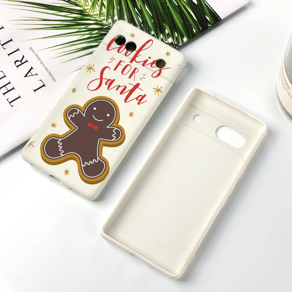 

Christmas Cookie Man Fundas for Google Pixel 8 8pro 7a 7Pro 7 6a 6 6Pro Luxury Soft White Liquid Silicone Phone Case Coque