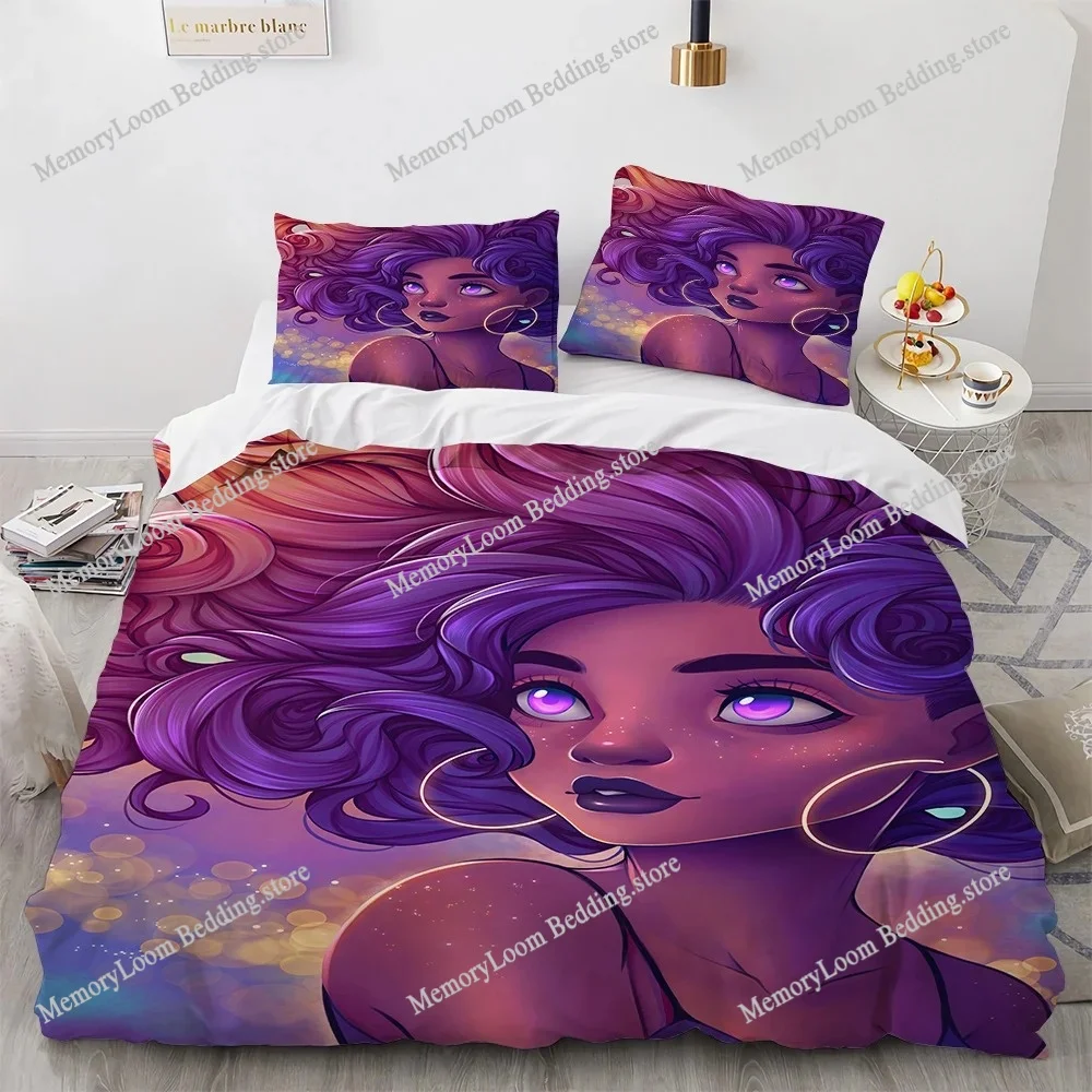 

African Girl King Queen Duvet Cover Retro Exotic Tribal Black Girl Pattern Bedding Set Africa Polyester Quilt Cover Pillowcase