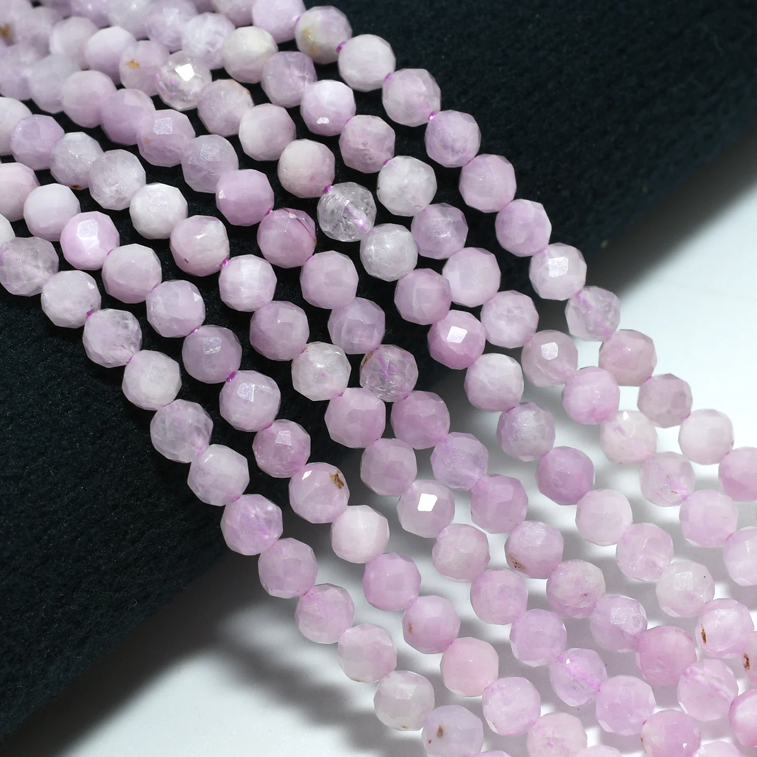 Natural Kunzite Faceted Round Beads 3.6mm, With Slight Defect