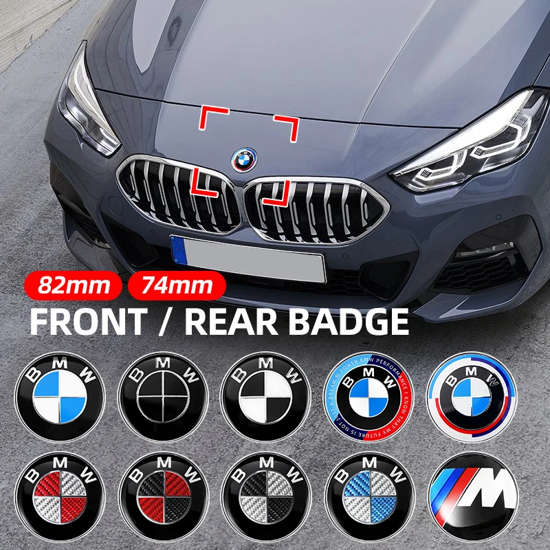 1pcs 74mm 82mm Car Front Hood Emblem Rear Badge logo for BMW E87 E30 E46 E28 E34 E39 E60 F02 F18 F35 G20 G03 G05 F10 E93 F20 F30