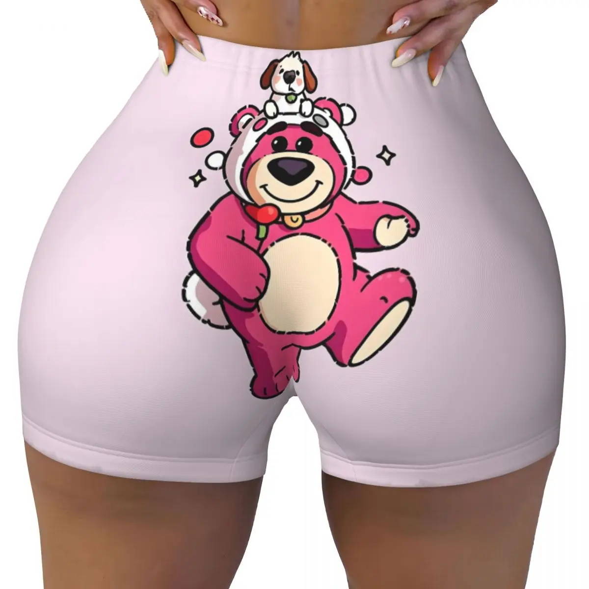 

Custom Lotso Huggin Strawberry Bear Cartoon Biker Running Workout Shorts for Women Athletic Gym Yoga Shorts
