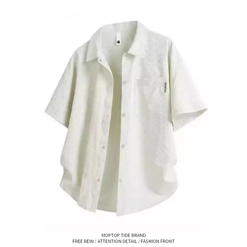New Chinese Style Men's Short Sleeve Linen Shirt Summer Thin Casual Breathable Cotton Linen Shoulder Drop Casual Outerwear