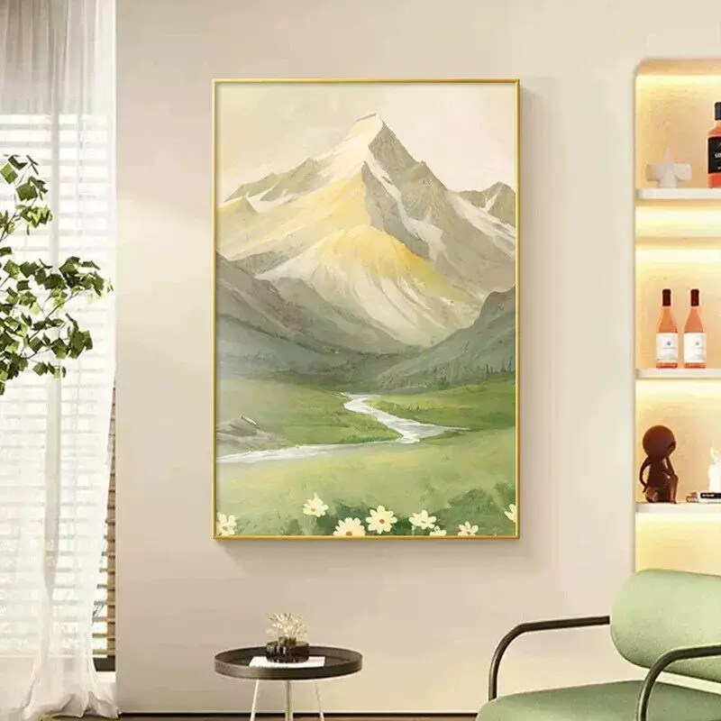 Living room sofa background decorative painting single floor crystal porcelain entrance mural wabi sabi style hanging painting