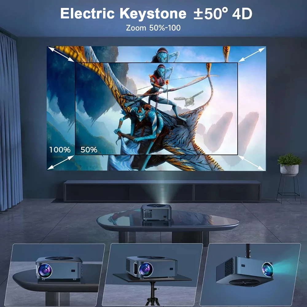 Salange FULL Hd 1080P Projector 5G WiFi Smart Android Home Theater 4K Video Bluetooth 450ANSI Outdoor Proyector 4P/4D Keystone