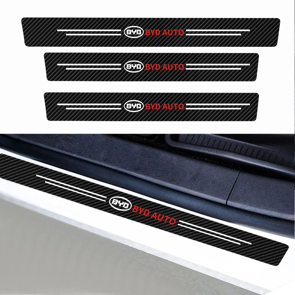 4pcs Carbon Fiber Anti-Scratch Car Door Sill Sticker for BYD F3 I3 F0 F6 S6 S8 E5 E6 G3 G6 L3 S7 M6 Tang Song Qing 3 Yuan Max