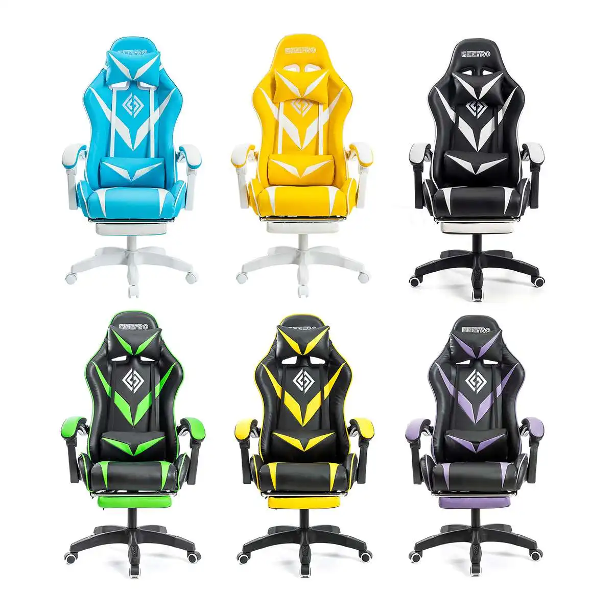 Gaming Chair Massage Racing Computer Desk Chairs Headrest Ergonomic Massage Lumbar Support High Back Adjustable Swivel Chair