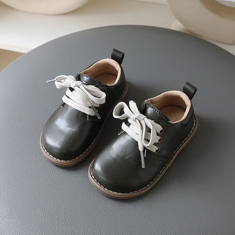 Little Boys Gentleman\'s Leather Shoes England Style Leisure Baby Boy Dress Shoes New Luxury Designer Shoes for Girls Kids