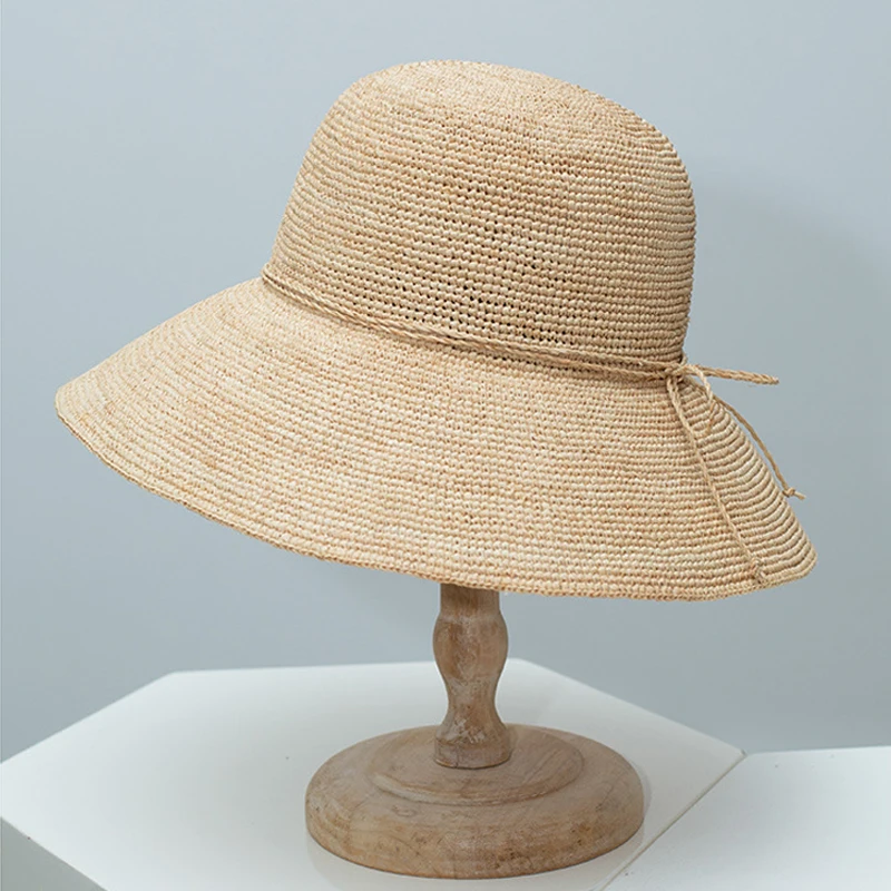

Summer Hat Women Raffia Grass Cap UV Protection Accessory Big Brim Foldable For Beach Holiday Outdoor Climb Luxury