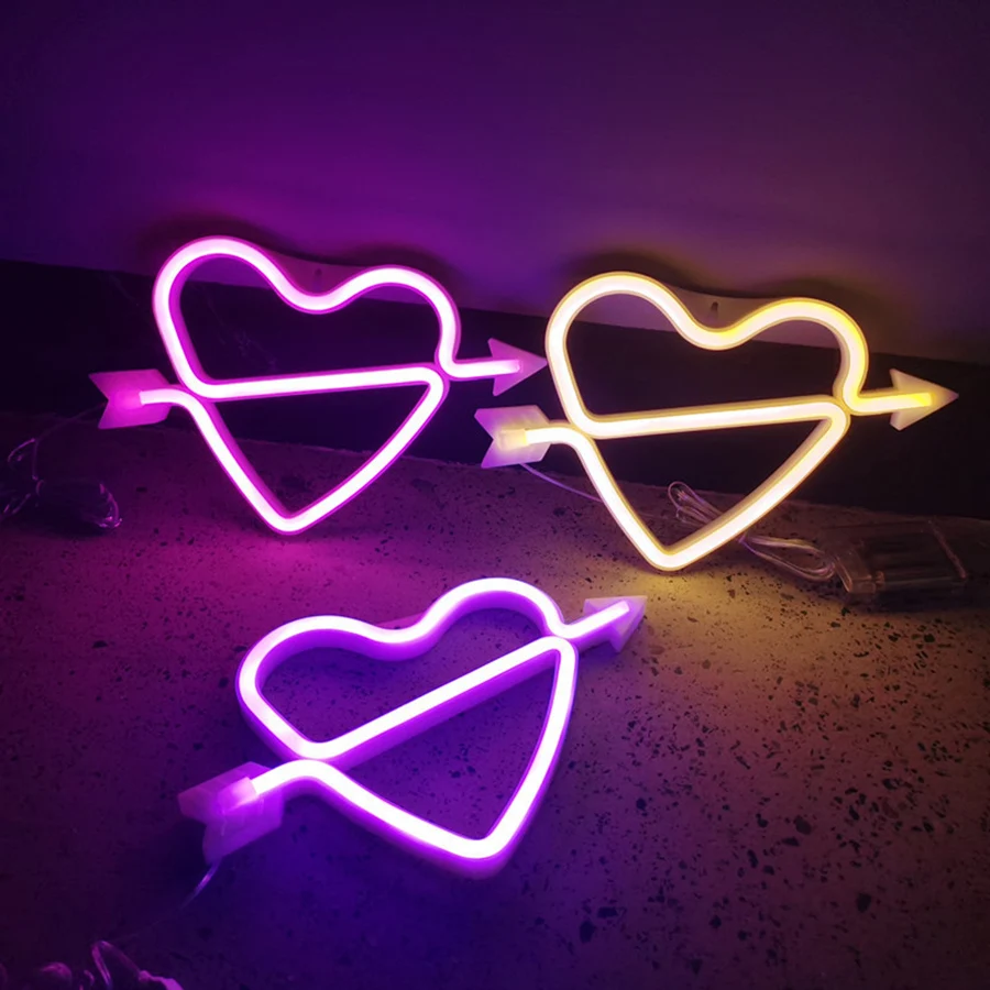 Angel Hart Neon Light Sign Lip Liefde Led Decoratie Lamp Creatieve Bruiloft Muur Raam Kinderkamer Verjaardagscadeau