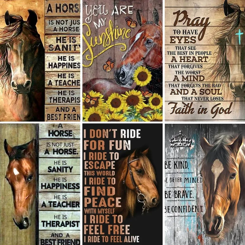 Horse Diamond Mosaic Embroidery Painting, Cross Stitch, Daily Bible Verse Horse, Wall Art, Gift for Birthdays and Weddings