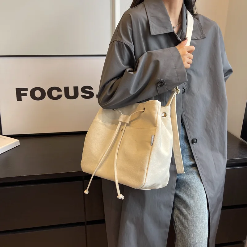 

Стильная холщовая сумка-тоут на шнурке для женщин, большая вместительная модная повседневная дизайнерская роскошная сумка, модные женские сумки через плечо