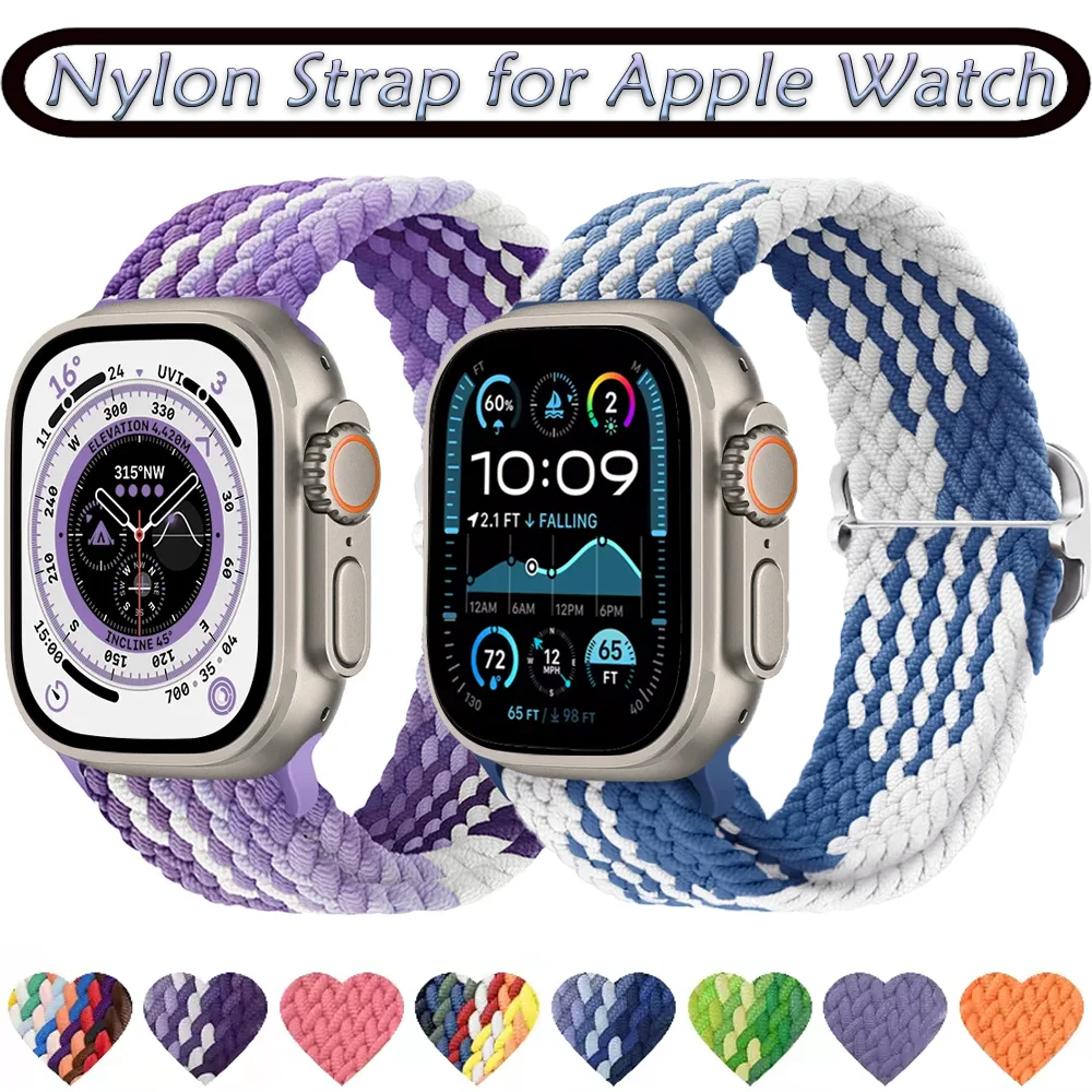 ナイロン編みソロループ Apple Watch バンド 46mm 42mm 41mm 45mm 44mm 40mm シリーズ 10 9 8 7 6 5 4 SE 2 ストラップ iWatch Ultra 2 49mm対応
